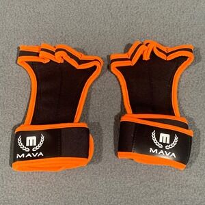 Mava Sports Weightlifting Gloves Wrist Support Padded Palm Black Orange Unisex